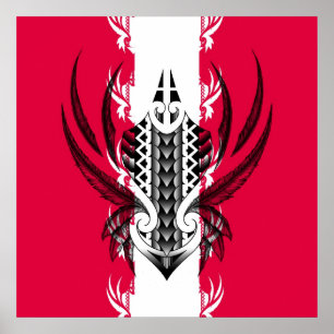 Maori- Kunstdruck mit Tätowierungen Poster