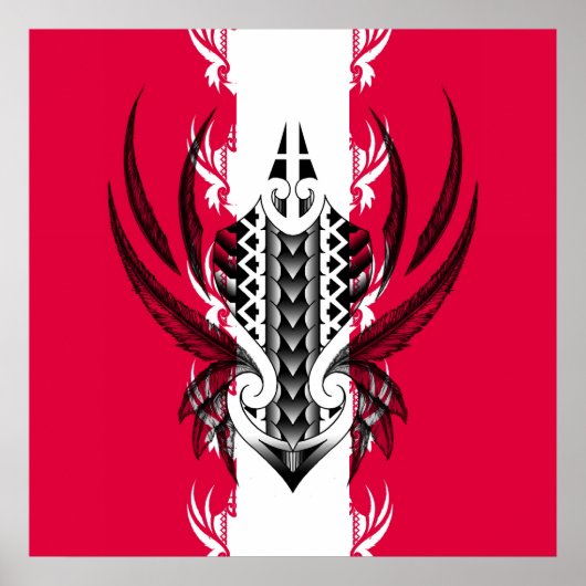 Maori Kunstdruck mit Tattoos Poster (Vorne)