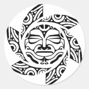 Maori- Maske Runder Aufkleber