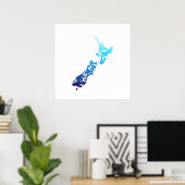Maori New Zealand Karte Tribal Tattoo Geschenk Ide Poster (Heimbüro)