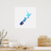 Maori New Zealand Karte Tribal Tattoo Geschenk Ide Poster (Küche)