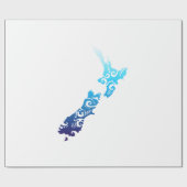 Maori New Zealand Karte Tribal Tattoo Gift Geschenkpapier (Flach)