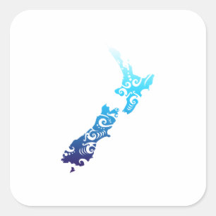 Maori New Zealand Karte Tribal Tattoo Gift Quadratischer Aufkleber