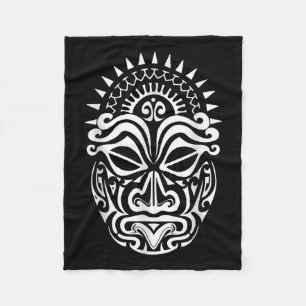 Maori Polynesian Tattoo Haka Dance Face Maskenleit Fleecedecke