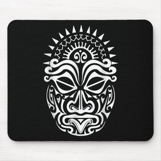 Maori Polynesian Tattoo Haka Dance Face Maskenleit Mousepad (Vorne)