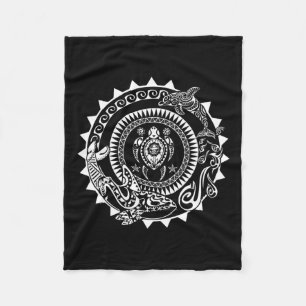 Maori Polynesischer Tattoo Orca Dolphin Turtle Scu Fleecedecke