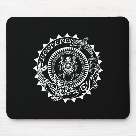 Maori Polynesischer Tattoo Orca Dolphin Turtle Scu Mousepad (Vorne)