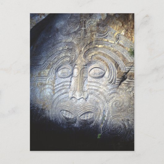 Maori Rock Carvings am Taupo-See Postkarte (Vorderseite)