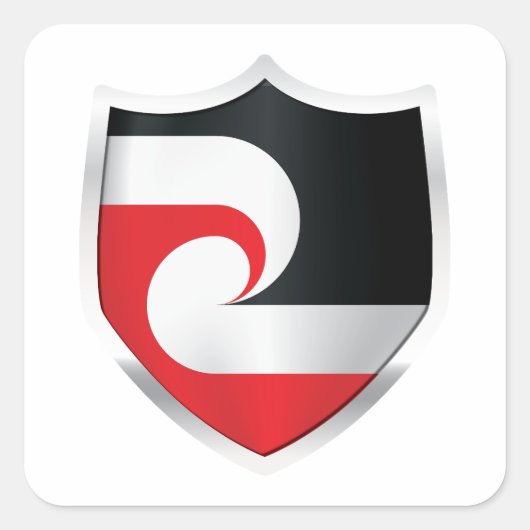 Maori Silver Shield Flag Quadratischer Aufkleber (Vorderseite)