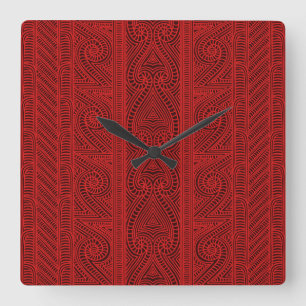 Maori- Stammes- Muster - die Whakairo Kunst des Quadratische Wanduhr