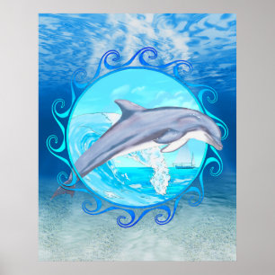 Maori Sun Dolphin Poster