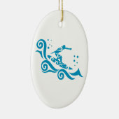 Maori Surfer mit Waves Geschenk Idee Keramik Ornament (Rechts)