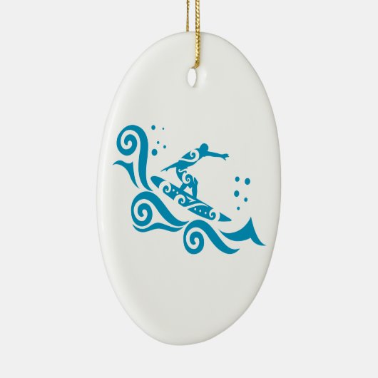 Maori Surfer mit Waves Geschenk Idee Keramik Ornament (Rechts)