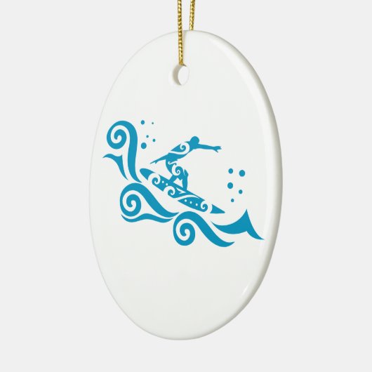 Maori Surfer mit Waves Geschenk Idee Keramik Ornament (Links)