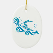 Maori Surfer mit Waves Geschenk Idee Keramik Ornament (Vorne)