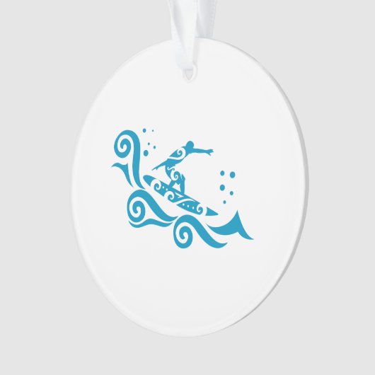 Maori Surfer mit Waves Geschenk Idee Ornament (Vorderseite)