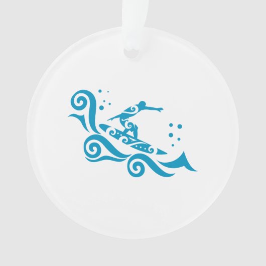Maori Surfer mit Waves Geschenk Idee Ornament (Vorderseite)