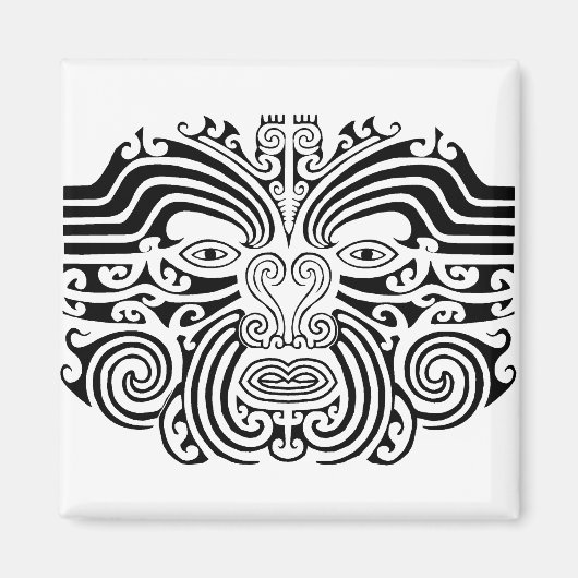 Maori- Tätowierung - Schwarzweiss Magnet (Vorne)