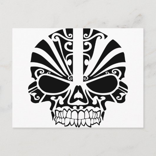 Maori Tattoo Mask Skull Postkarte (Vorderseite)