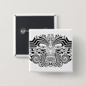 Maori Tattoo - Schwarz und Weiß Button (Vorne & Hinten)