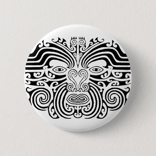 Maori Tattoo - Schwarz und Weiß Button (Vorderseite)