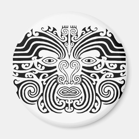 Maori Tattoo - Schwarz und Weiß Magnet (Vorne)