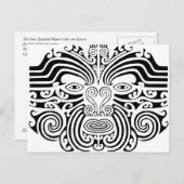 Maori Tattoo - Schwarz und Weiß Postkarte (Vorne/Hinten)