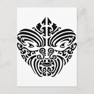 Maori Tribal Tattoo Mask Postkarte