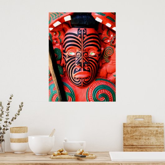 Maori Warrior Carving, Neuseeland Poster (Küche)