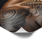 Maori Warrior Chef mit Gefecht Tattoos Poster (Ecke)