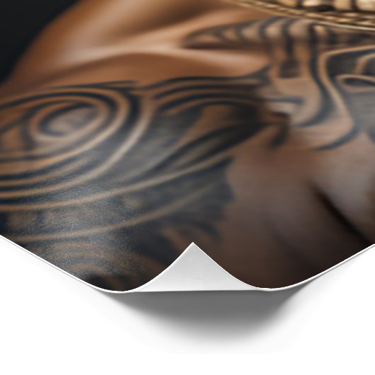 Maori Warrior Chef mit Gefecht Tattoos Poster (Ecke)