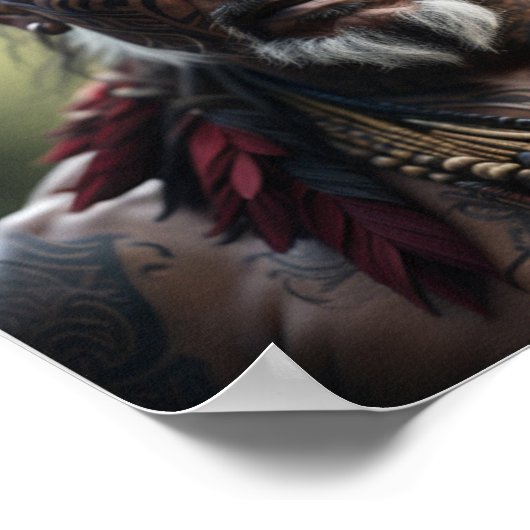 Maori Warrior Chief in Headdress Poster (Ecke)
