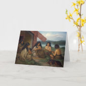 Maoris Plaiting Flax Baskets, von G. Lindauer Karte (Gelbe Blume)