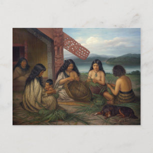 Maoris Plaiting Flax Baskets, von G. Lindauer Postkarte