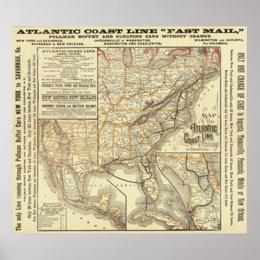 Map Atlantic Coast Line Poster (Vorne)