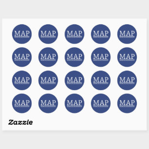 MAP-Aufkleber Blue Background Runder Aufkleber