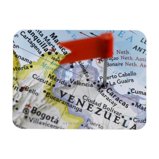 Map Button in Caracas, Venezuela auf Karte, Magnet (Horizontal)