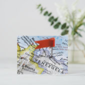 Map Button in Caracas, Venezuela auf Karte, Postkarte (Stehend Vorderseite)
