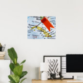 Map Button in Havanna, Kuba auf Karte, nah-up Poster (Heimbüro)