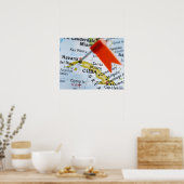 Map Button in Havanna, Kuba auf Karte, nah-up Poster (Küche)