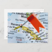 Map Button in Havanna, Kuba auf Karte, nah-up Postkarte (Vorne/Hinten)
