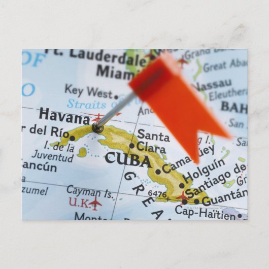 Map Button in Havanna, Kuba auf Karte, nah-up Postkarte (Vorderseite)