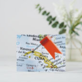 Map Button in Havanna, Kuba auf Karte, nah-up Postkarte (Stehend Vorderseite)