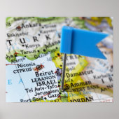 Map-Button in Jerusalem, Israel auf Karte Poster (Vorne)