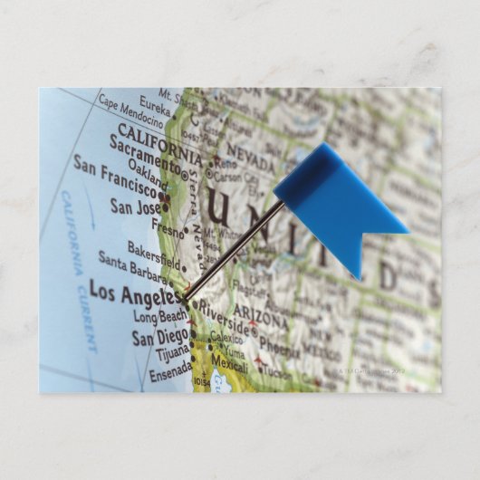 Map Button in Los Angeles, Kalifornien auf Postkarte (Vorderseite)