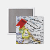 Map Button in Moskau, Russland auf Karte, Magnet (Vorderseite/Rückseite)