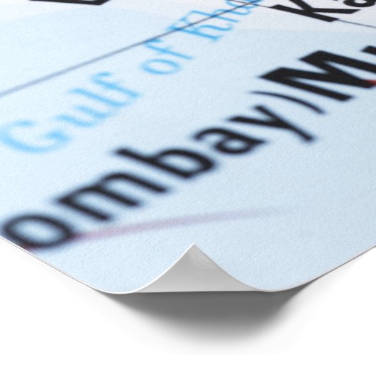 Map Button in Mumbai, Indien auf Karte, nah-up Poster (Ecke)