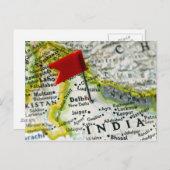 Map Button in Neu Delhi, Indien auf Karte (Vorne/Hinten)