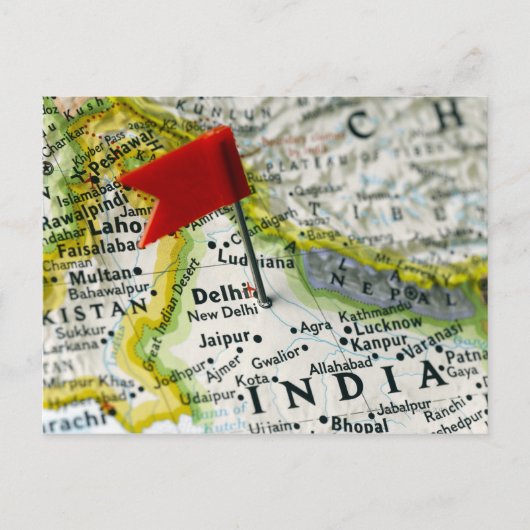Map Button in Neu Delhi, Indien auf Karte (Vorderseite)
