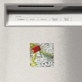 Map Button in Neu Delhi, Indien auf Karte Magnet (In Situ (Geschirrspüler))
